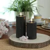LED Kerze LINA - Rustik-Optik - Echtwachs - H: 15cm - D: 7cm - Batterie - Timer - schwarz Produktbild-Vorschau