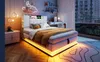 Letto imbottito 90 x 200 cm con illuminazione LED, porta Anteprima dell’immagine prodotto 14
