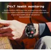 A person wearing a smartwatch, with text overlay describing its health monitoring features. Podgląd zdjęcia produktu