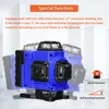 A blue laser level device is shown with text describing its functions. Podgląd zdjęcia produktu