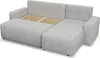 A light gray sectional sofa with its storage compartment open. Produktbild-Vorschau