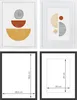 A collage of two framed pictures and two diagrams showing dimensions. Produktbild-Vorschau