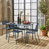 sweeek - Gartentisch + 4 Stühle aus Stahl - Marineblau Produktbild-Vorschau 2