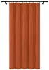 A close-up view of a set of orange velour curtains hanging from a black curtain rod. Podgląd zdjęcia produktu