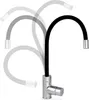 A kitchen faucet with a flexible black spout shown in multiple positions. Náhľad obrázku produktu