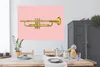 MuchoWow® Poster Illustration einer Trompete auf einem rosa Produktbild-Vorschau 3