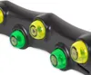 A close-up view of a black hula hoop with green and yellow massage nubs. Náhľad obrázku produktu