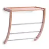 A wooden and metal towel rack mounted on a white wall. Náhled obrázku produktu