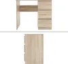 A desk with drawers is shown from two different angles against a white background. Produktbild-Vorschau