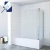 A modern bathroom with a white bathtub and a glass shower screen. Produktbild-Vorschau