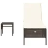 vidaXL Sonnenliege mit Tisch und Auflage Braun Poly Rattan Produktbild-Vorschau 3