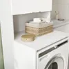 A laundry room with a washing machine and storage cabinets. Produktbild-Vorschau