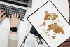 MuchoWow® Laptop Hülle 14 ZollWeltkarte - Bronze - Seil Produktbild-Vorschau 2