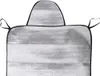 A silver-colored car windshield sunshade with black trim and straps, shown flat against a white background. Anteprima dell’immagine prodotto