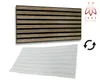 A product image showing two different types of wall panels, one with a wood-like texture and black stripes, and another white panel with subtle grey stripes. A logo and a circular arrow icon are also present. Náhľad obrázku produktu