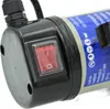 A close-up of a red rocker switch on a black housing, attached to a gray cylindrical device with a blue label. Náhled obrázku produktu