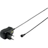 A black power adapter with a silver telescopic antenna and a black cable with a connector. Produktbild-Vorschau