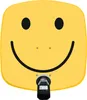 A yellow satellite dish shaped like a smiley face. Produktbild-Vorschau