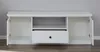 An open white cabinet with a drawer and shelves. Produktbild-Vorschau