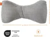 A grey corduroy pillow with dimensions indicated. Produktbild-Vorschau