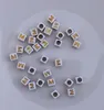 Perles pour lettres, 30 pièces, 6x6 mm, blanches avec or, Voir les images du produit 1