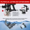 Collage showing a vacuum cleaner's filtration system and its cleaning process. Podgląd zdjęcia produktu