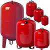 A collection of red expansion vessels for heating systems, arranged on a white background. Anteprima dell’immagine prodotto