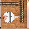 A wine rack mounted on a brick wall, with a close-up inset showing how to attach it. Náhľad obrázku produktu