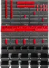 A wall-mounted storage system with various hooks, bins, and shelves. Podgląd zdjęcia produktu