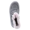 A top-down view of a gray boot with pink faux fur lining. Voir les images du produit
