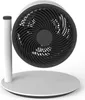 A studio shot of a white and black fan on a light gray circular base. Produktbild-Vorschau