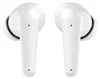 A pair of white wireless earbuds is shown against a white background. Podgląd zdjęcia produktu