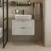 A modern bathroom vanity with a vessel sink and faucet. Anteprima dell’immagine prodotto