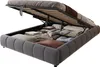 A bed frame with its storage compartment open, revealing folded blankets and pillows inside. Náhled obrázku produktu