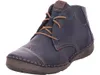 A single blue leather boot with brown laces and stitching, shown from a side-angle against a white background. Voir les images du produit