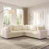 Merax L-förmiges Ecksofa mit LED-Licht, USB-Ladeanschluss, Produktbild-Vorschau 3