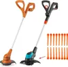 Two string trimmers and a set of replacement blades are displayed against a white background. Produktbild-Vorschau