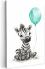 Leinwand Bilder 60x90 cm - Kinder Ballon - Zebra - Blauer, Produktbild-Vorschau 1