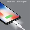 A smartphone is shown connected to a USB-C to Apple adapter, indicating charging. Produktbild-Vorschau