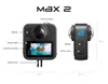 Diagram showing the features of a GoPro MAX2 camera. Produktbild-Vorschau