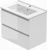 A white bathroom vanity with a ceramic sink. Produktbild-Vorschau
