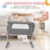 2 in 1 Beistellbett & Babywiege, 5-stufig Höhenverstellbar Produktbild-Vorschau 3