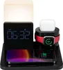 A multi-device charging station with a digital clock and lamp. Voir les images du produit