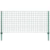 A green metal fence with a grid pattern, supported by stakes on either side, against a white background. Produktbild-Vorschau
