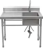 100x60x93cm Edelstahl Spüle mit Armatur komplett Zubehör  Produktbild-Vorschau 4