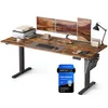 A modern electric standing desk with computer monitors, a printer, and office supplies on its surface. Náhled obrázku produktu