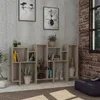 A modern living room with a bookshelf unit against a textured wall. Anteprima dell’immagine prodotto