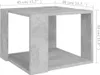 A gray cube-shaped coffee table with dimensions indicated by text overlays. Podgląd zdjęcia produktu