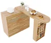Table de bar avec 6 tiroirs et rotin PE, extensible de 128 Voir les images du produit 20