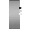 A silver refrigerator with three color swatches (black, gray, white) to the right. Produktbild-Vorschau